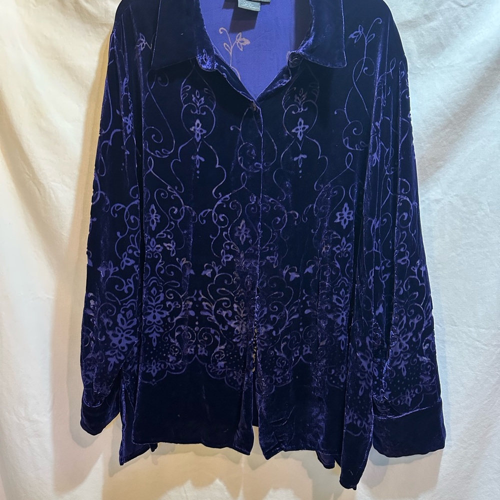 Purple Velvet Patterned Top